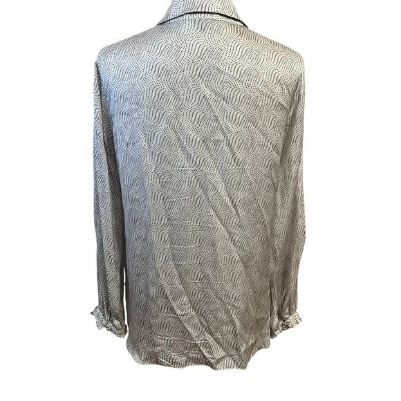 Massimo Dutti Blouse Button Up •Women 8/40• Top Swirls Dots Shirt Satin - Picture 3 of 13